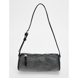 Zara Black Silver Rhinestone Bowling Cylinder Small Shoulder Bag Bachelorette